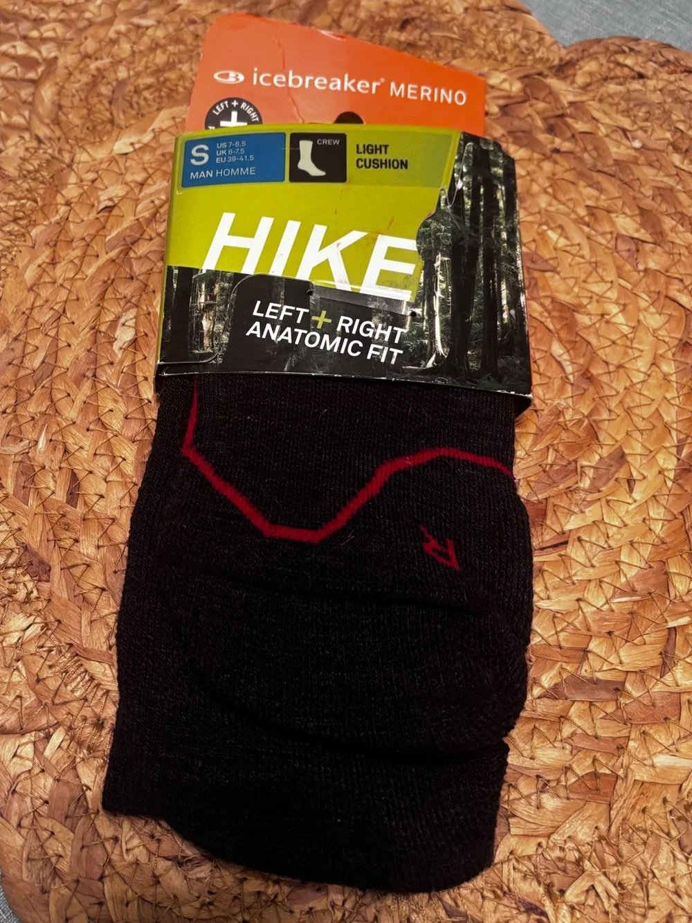 Icebreaker Merino Hike Light Cushion Hike Crew Men Socks Size Small 7-8.5